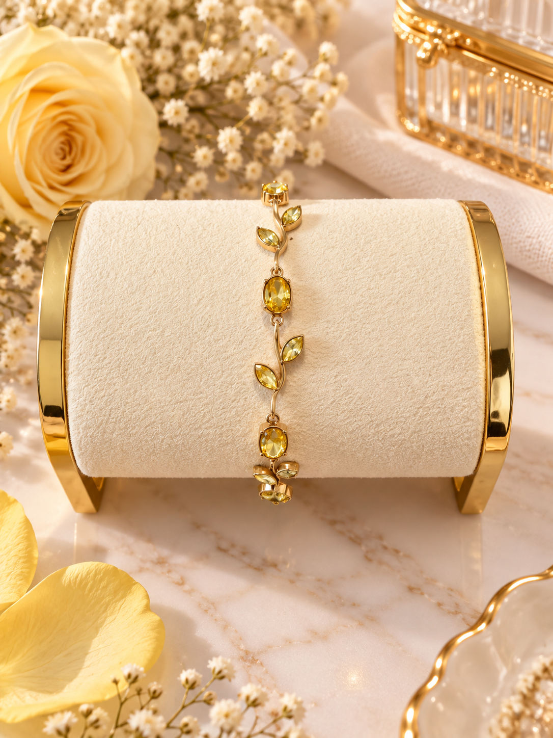 Bracelet Rose Enchantée – Pierres Colorées