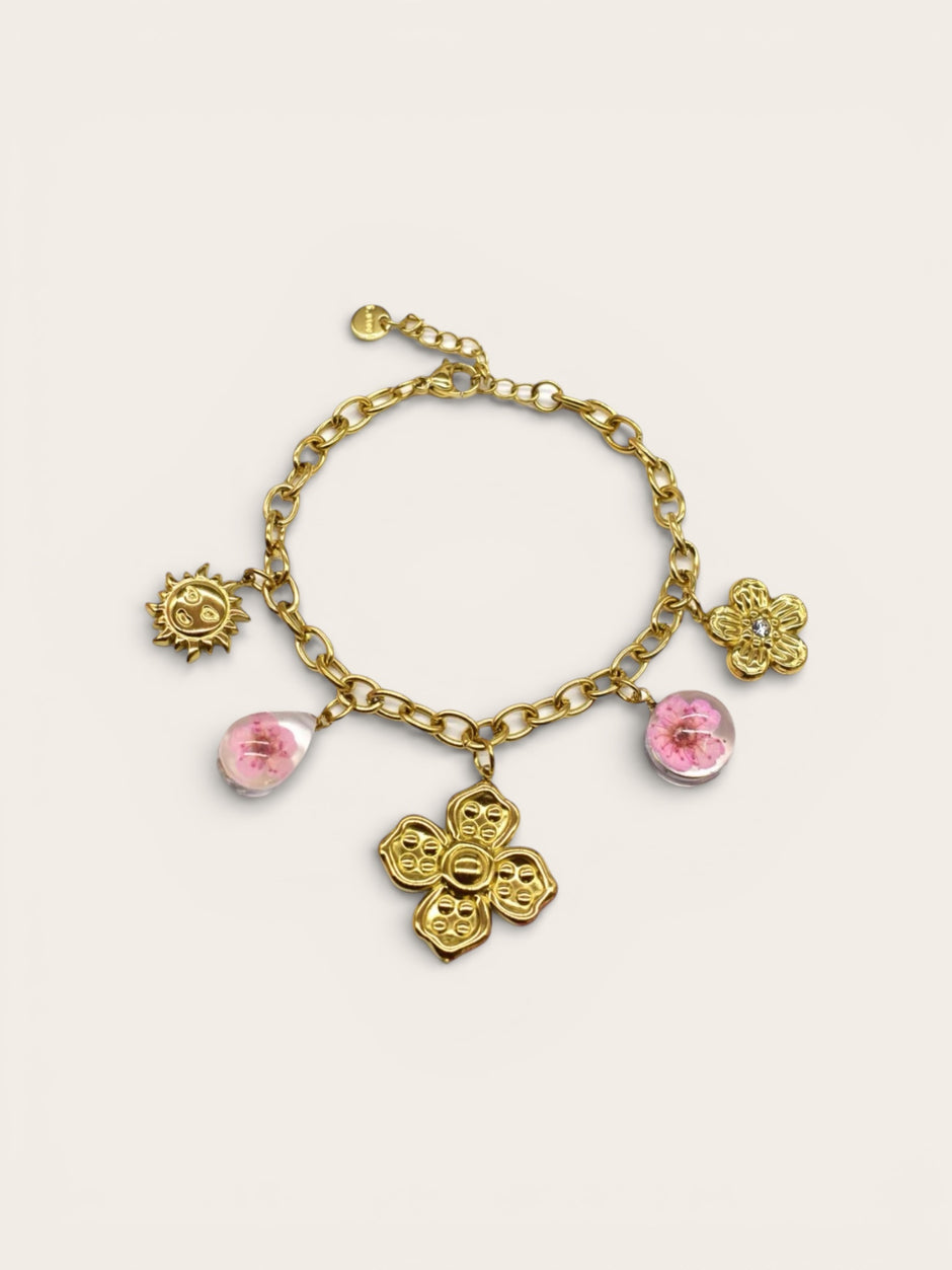 Bracelet breloque Flora acier