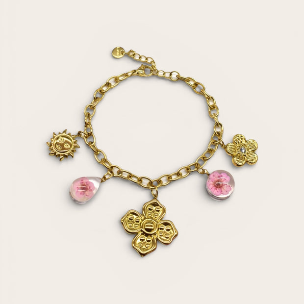 Bracelet breloque Flora acier