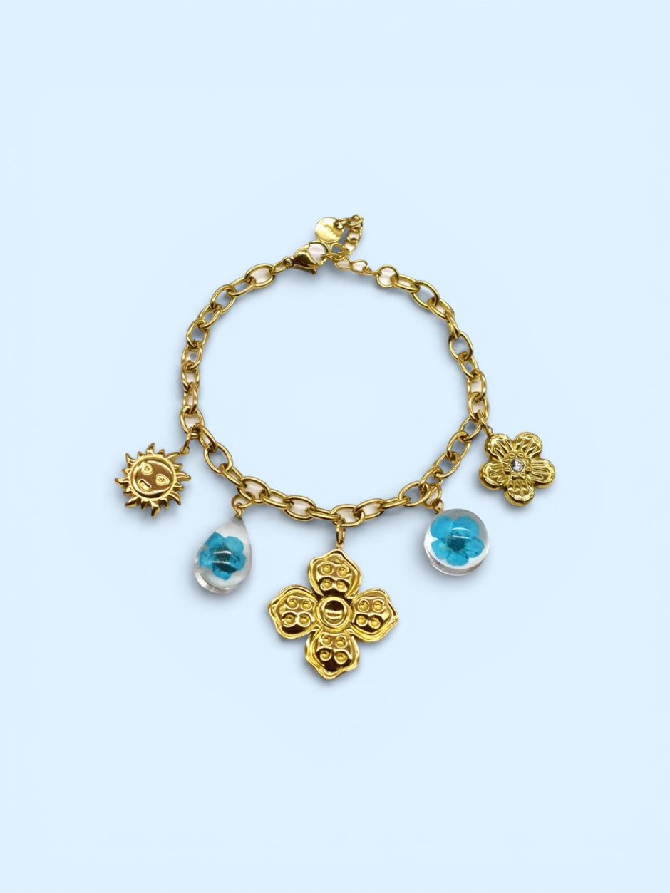 Bracelet breloque Flora acier