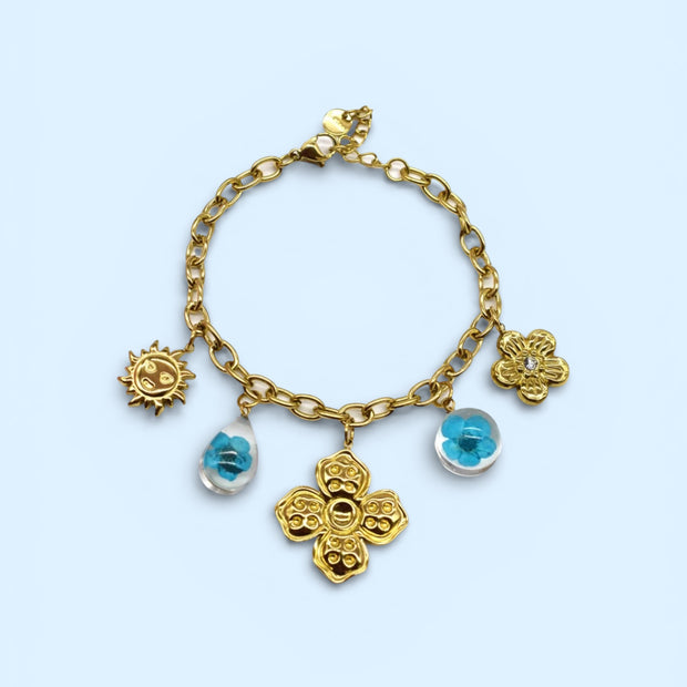 Bracelet breloque Flora acier