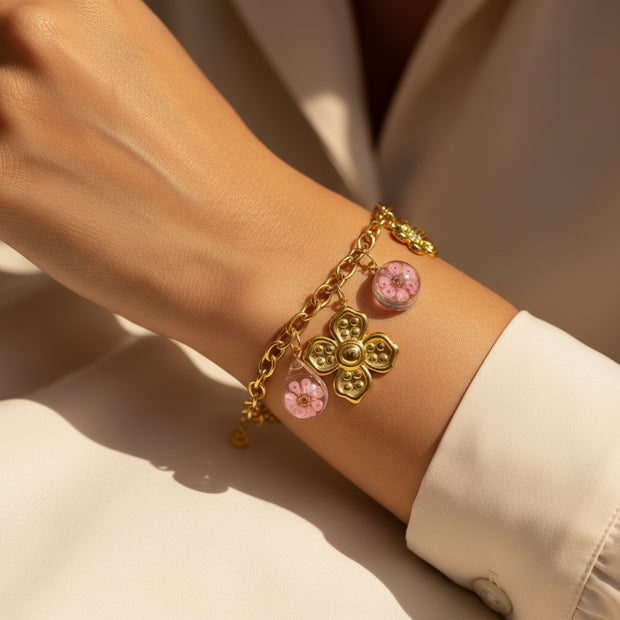 Bracelet breloque Flora acier
