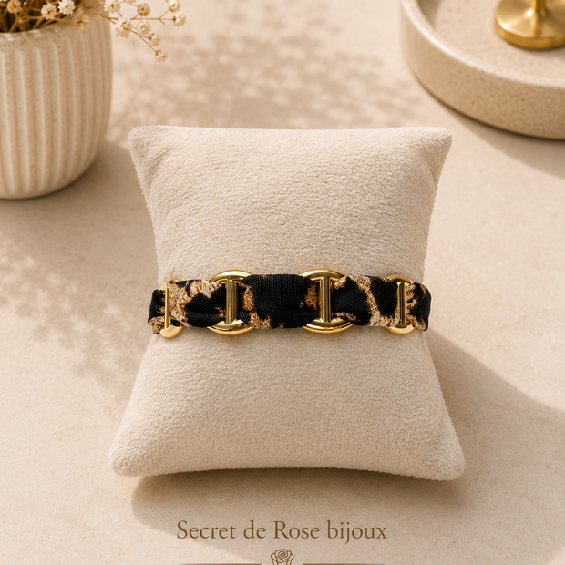 Bracelet Ruban & Maille Marine