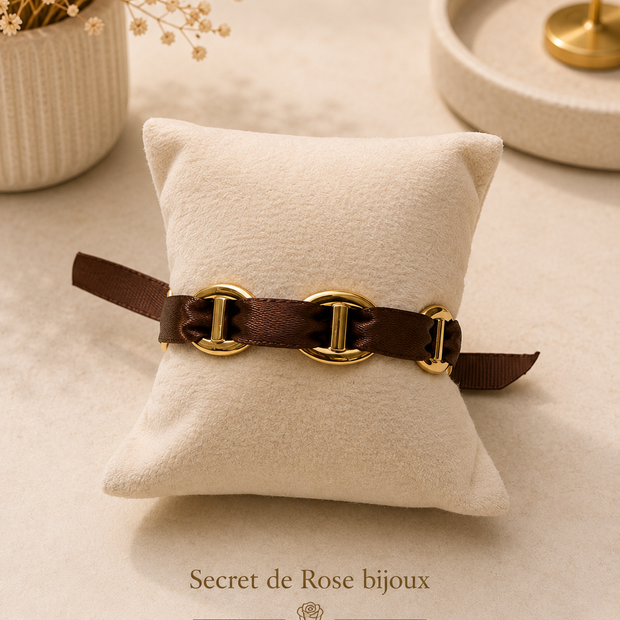 Bracelet Ruban & Maille Marine
