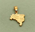 Pendentif carte Brésil doré sur fond vert sauge