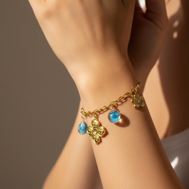Bracelet breloque Flora acier