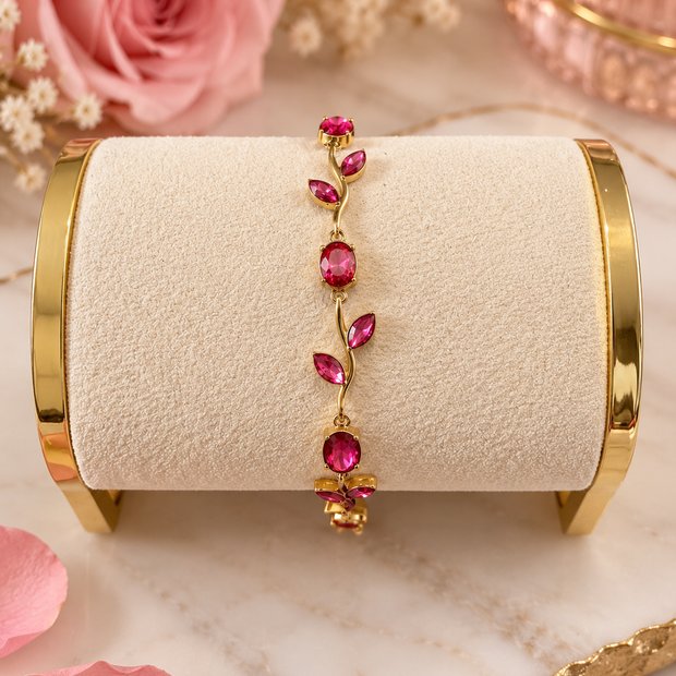 Bracelet Rose Enchantée – Pierres Colorées