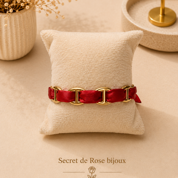 Bracelet Ruban & Maille Marine