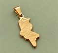 Pendentif carte Tunisie – Doré sur fond vert sauge