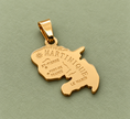 Pendentif carte Martinique – Doré sur fond vert sauge