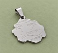 Pendentif carte Réunion – Argenté sur fond vert sauge