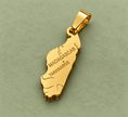 Pendentif carte Madagascar – Doré sur fond vert sauge