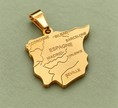 Pendentif carte Espagne – Doré sur fond vert sauge