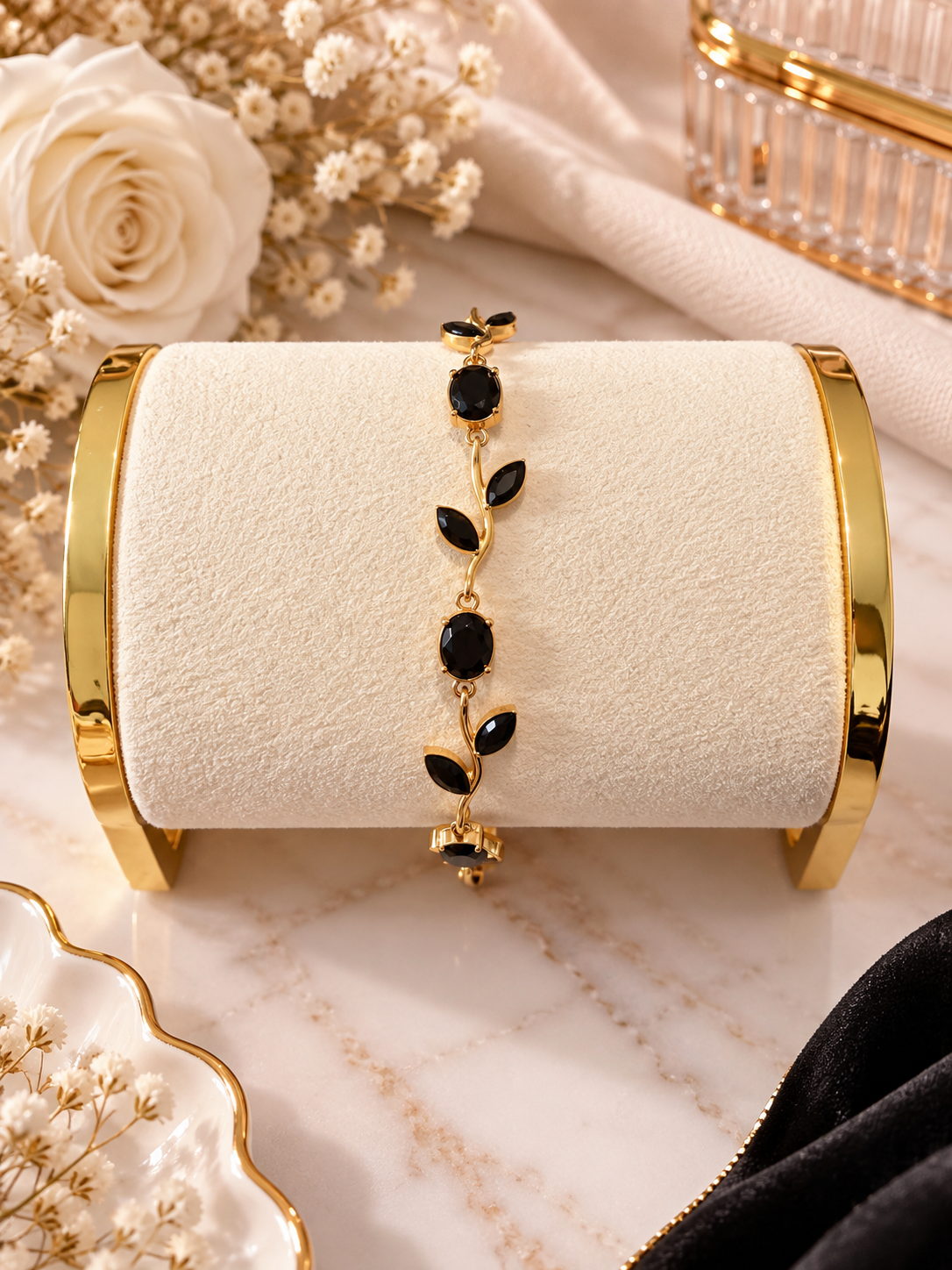 Bracelet Rose Enchantée – Pierres Colorées