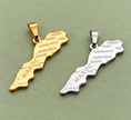 Pendentif carte Maroc – Doré et argenté sur fond vert sauge