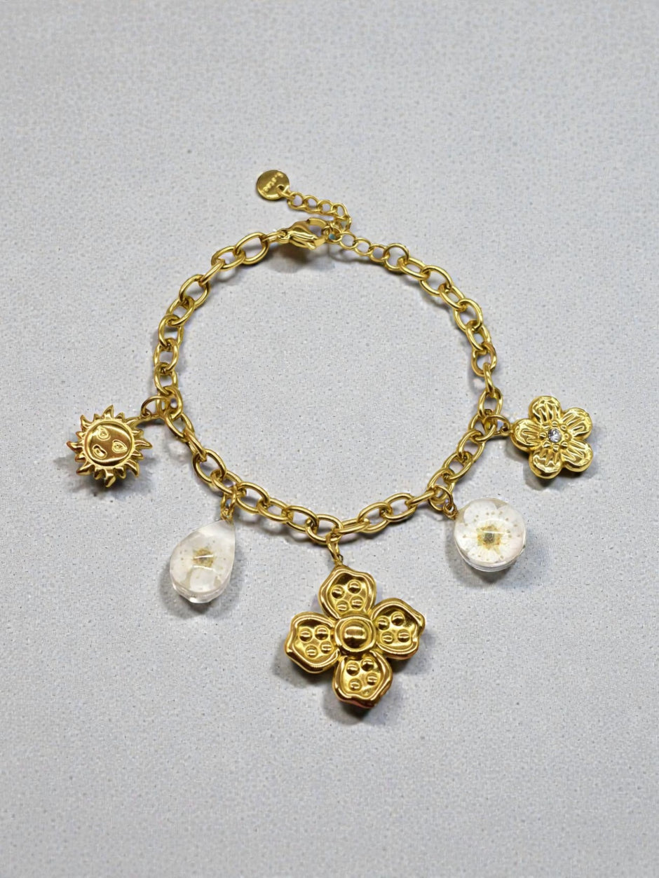Bracelet breloque Flora acier