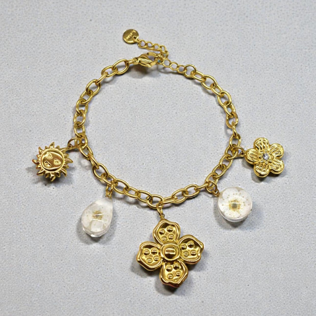 Bracelet breloque Flora acier