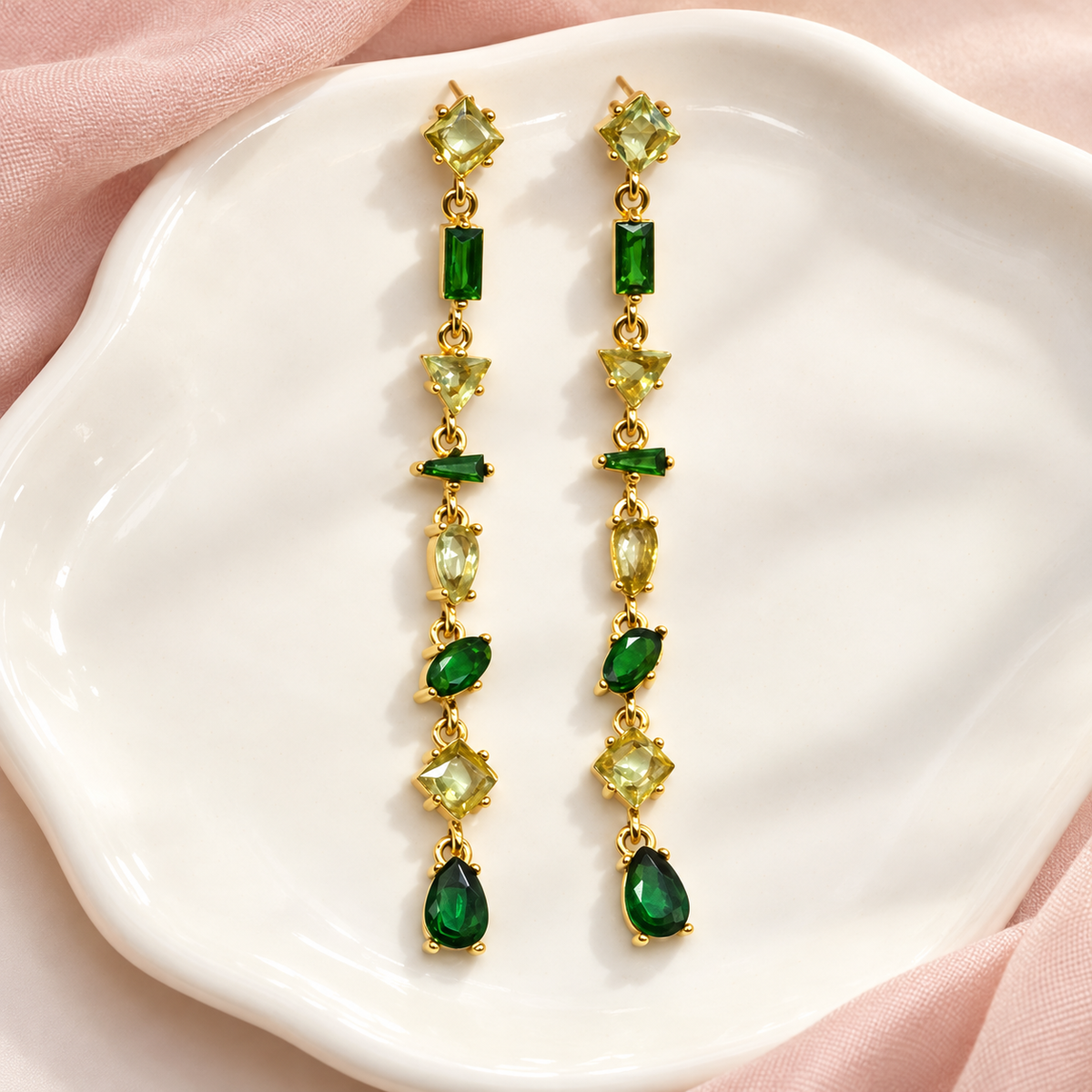 Boucles d’oreilles Prisme Doré – Vert