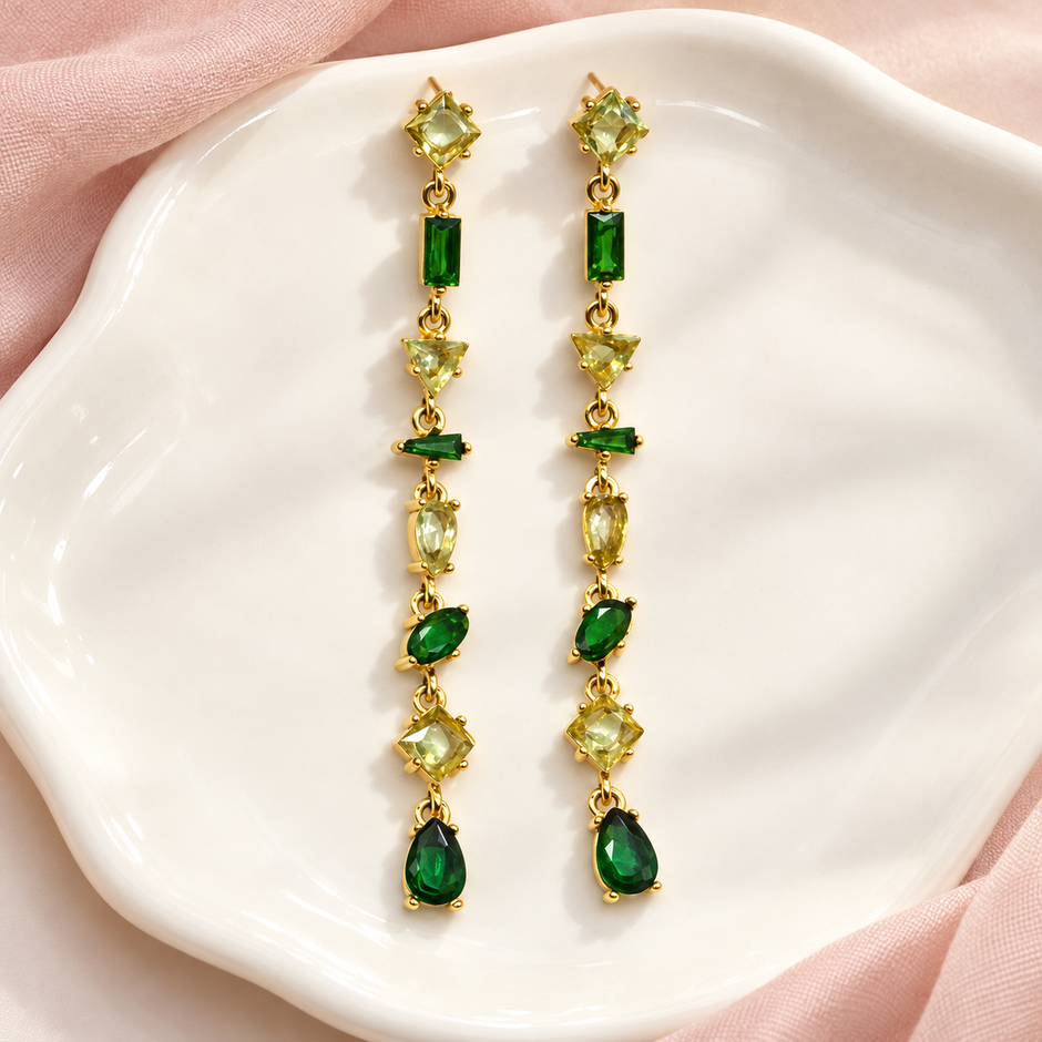 Boucles d’oreilles Prisme Doré – Vert