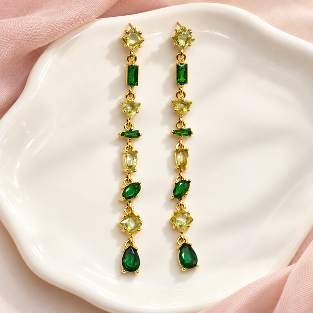 Boucles d’oreilles Prisme Doré – Vert