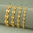 Comparatif des quatre tailles de maille du bracelet grain de café : XL, L, M et S