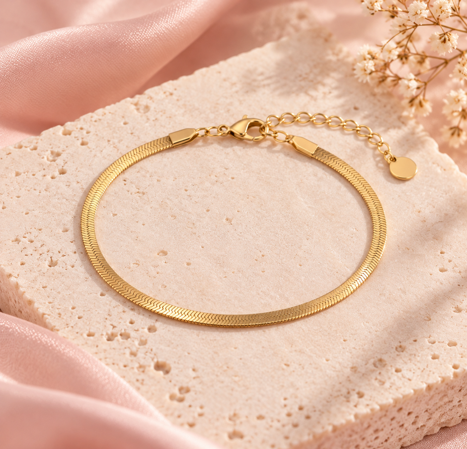 Bracelet maille serpent fin doré en acier inoxydable – Secret de Rose bijoux
