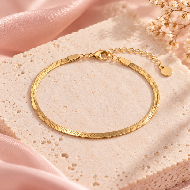 Bracelet maille serpent fin doré en acier inoxydable – Secret de Rose bijoux