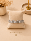 Bracelet Ruban & Maille Marine argenté — Argent scintillant