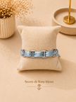 Bracelet Ruban & Maille Marine argenté — Bleu glacier