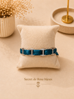 Bracelet Ruban & Maille Marine argenté — Bleu pétrole