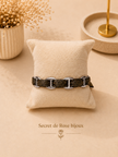 Bracelet Ruban & Maille Marine argenté — Noir et or scintillant