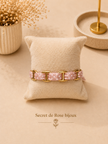 Bracelet Ruban & Maille Marine doré — Rose clair à pois