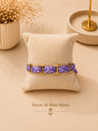Bracelet Ruban & Maille Marine doré — Violet à pois