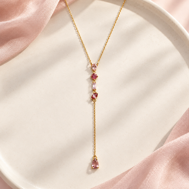 Collier Prisme en Y Doré – Rose