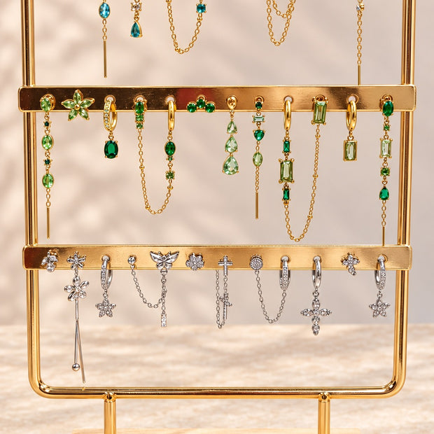 Boucles d’oreilles à composer – bleu, vert et argenté